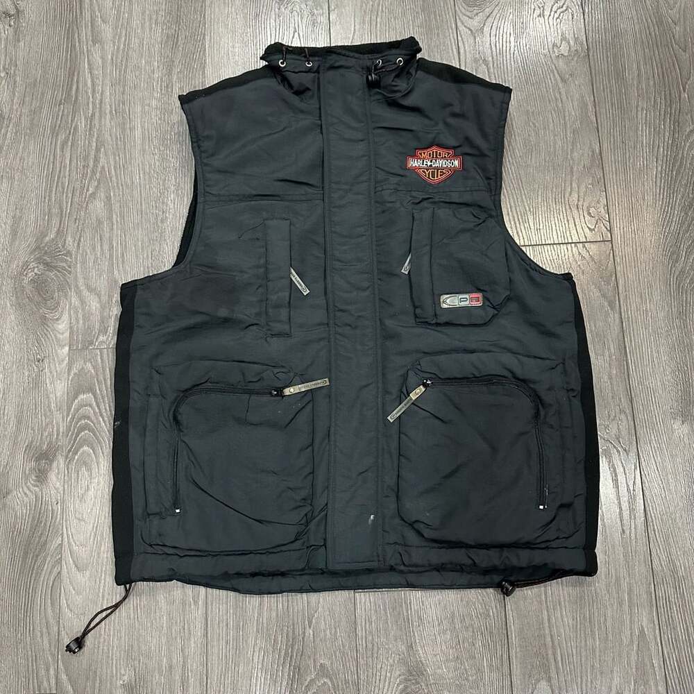 President Stone Harley-Davidson Puffer Vest Size M Black Quilted